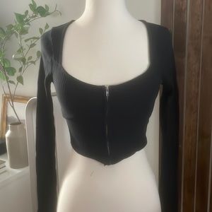 Black crop top with zipper
